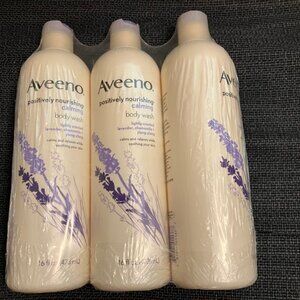 3 xAveeno Positively Nourishing Calming Body Wash Lavender Chamomile Ylang Ylang